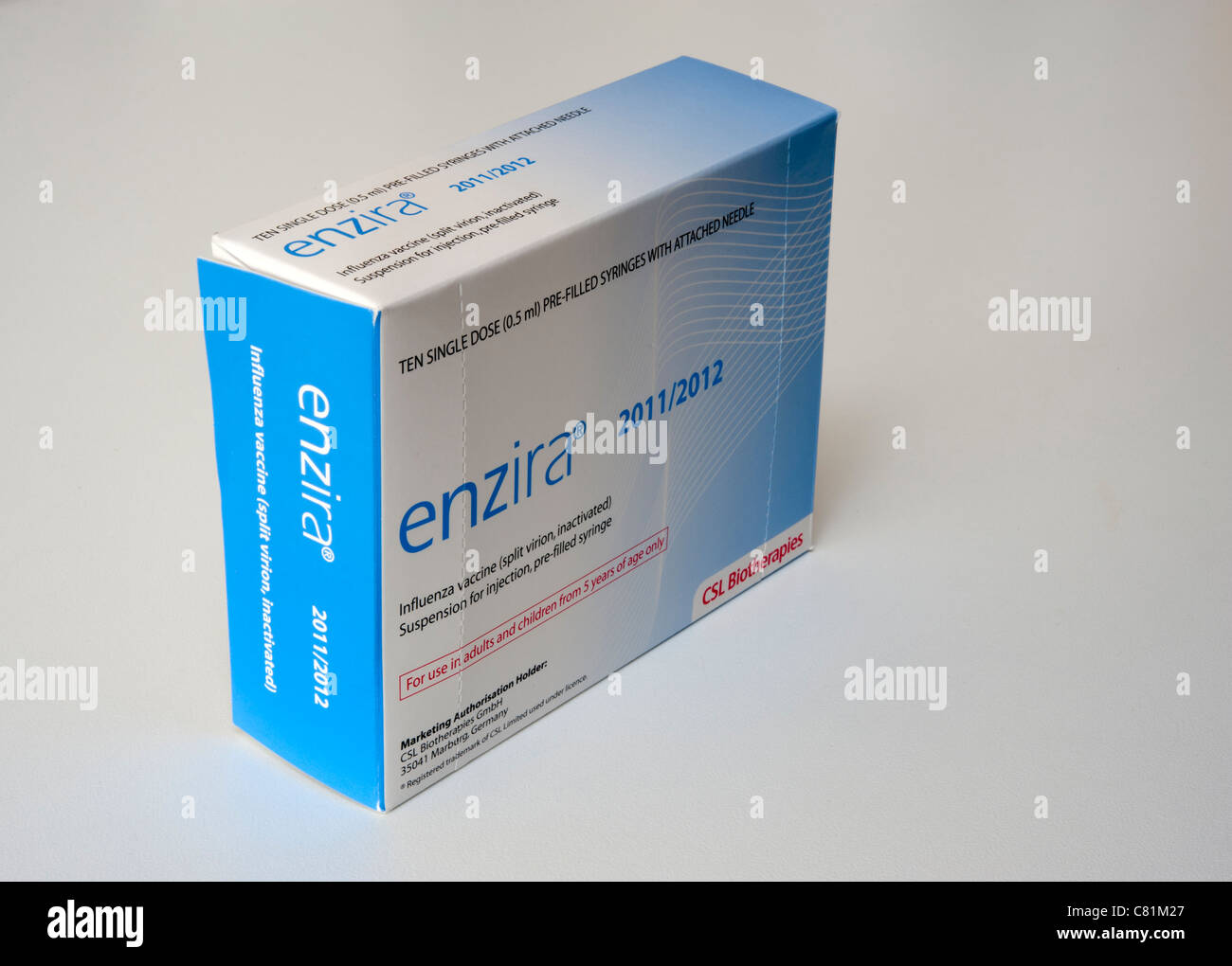 Vaccin contre la grippe saison 2011-2012 fort par Enzira Biothérapies CSL Banque D'Images