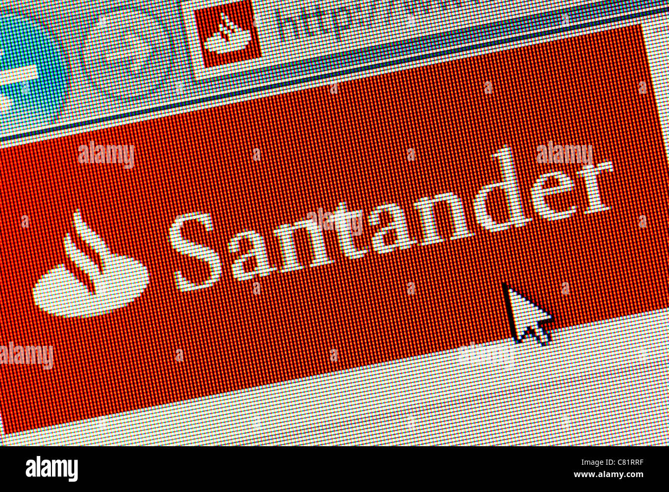 Site web et logo Santander close up Banque D'Images