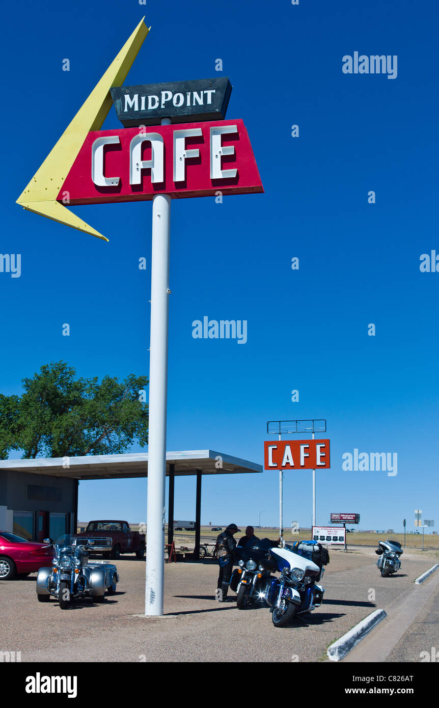 Texas U.S.A., Adrian, le milieu Point Cafe sur la Route 66 Banque D'Images