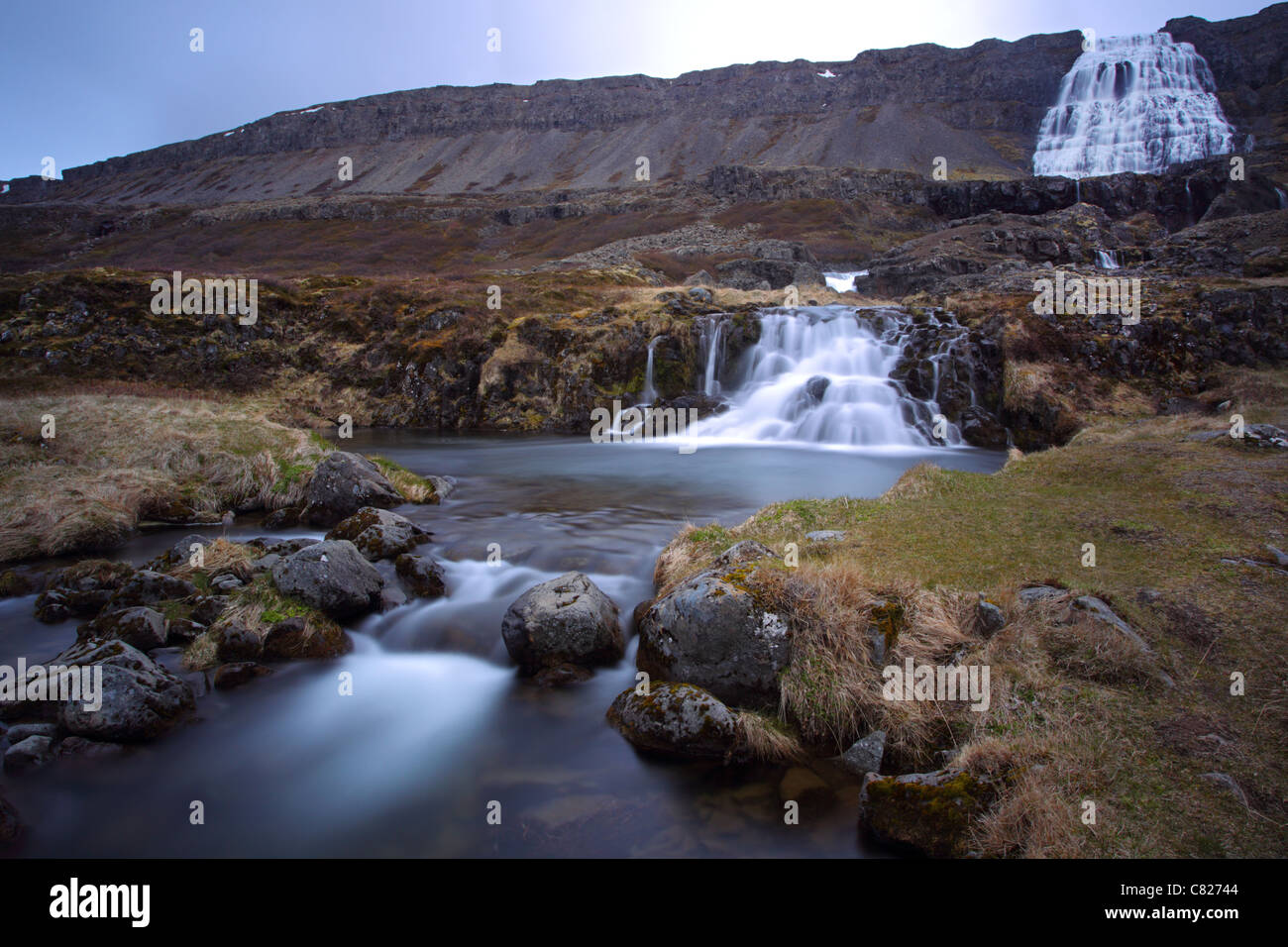 Cascade Dynjandi, Fjords Ouest, l'Islande Banque D'Images