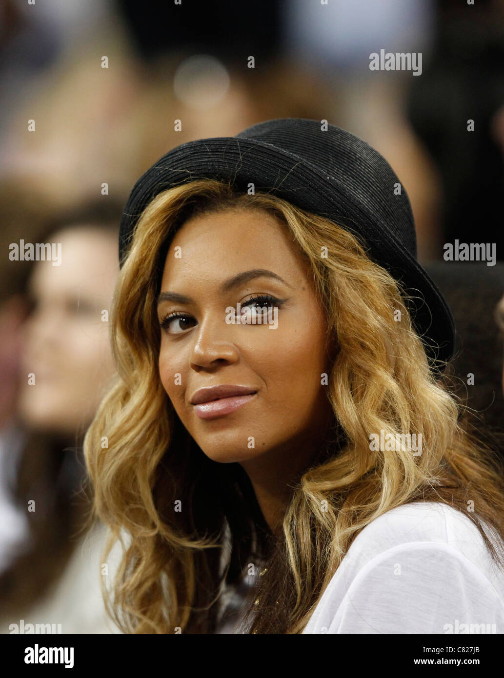 Pop star Beyonce comme un spectateur à l'US Open 2011, Banque D'Images