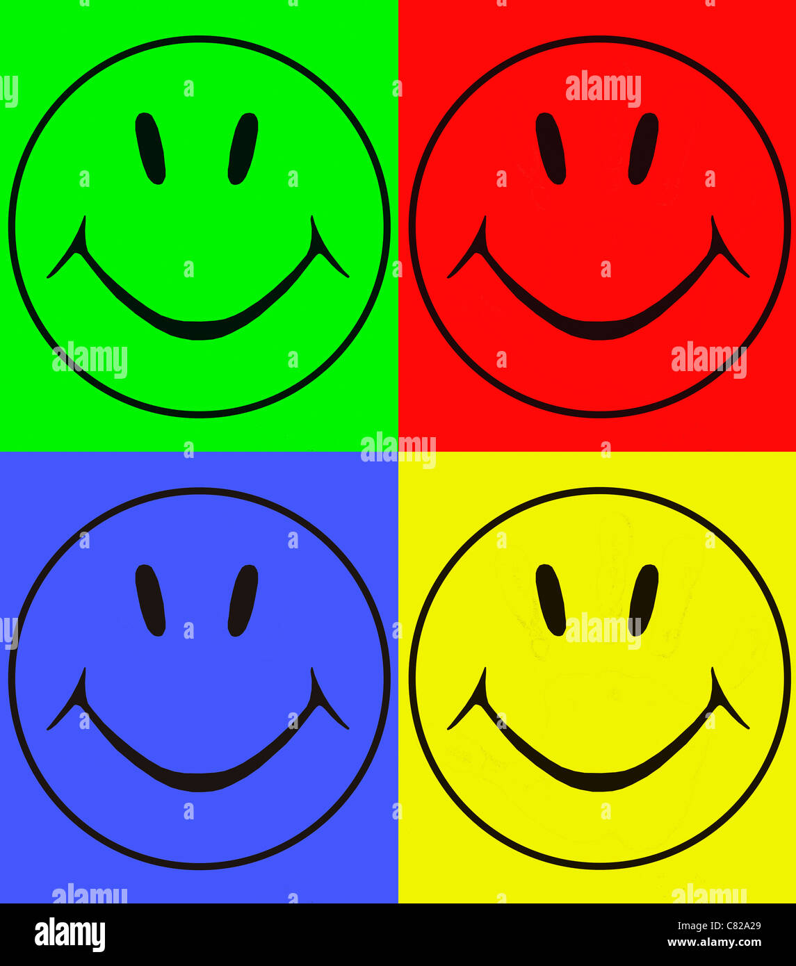 Dessin animé smiley généré par ordinateur de bord de couleurs Banque D'Images