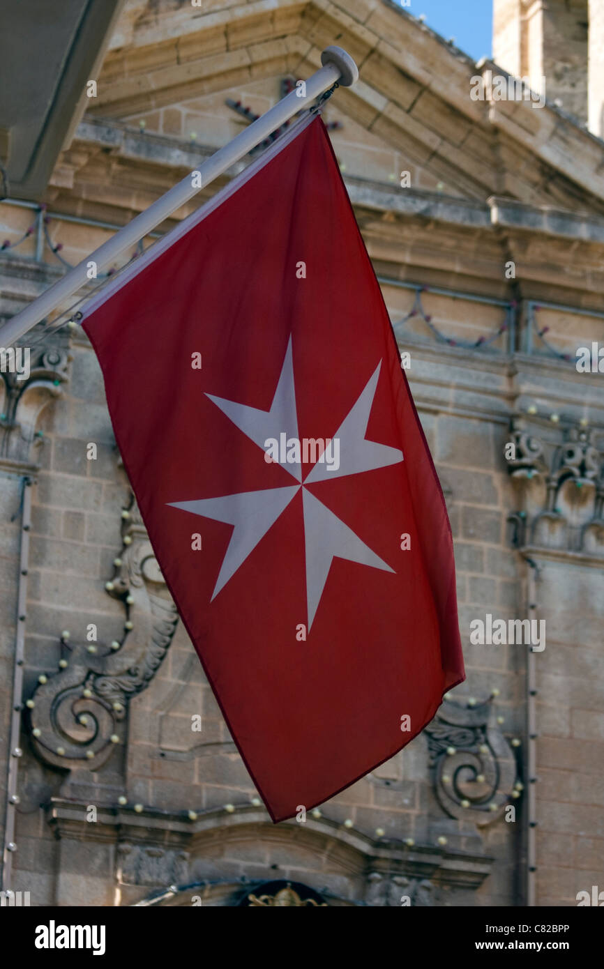 Drapeau avec Croix de George, Rabat, Gozo Banque D'Images Drapeau avec Croix de George, Rabat, Gozo Banque D'Images