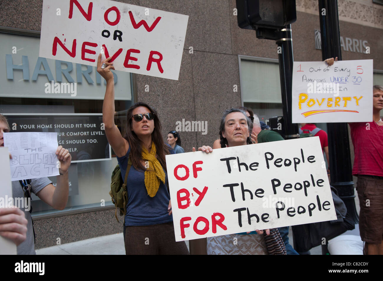 'Occuper Chicago' protester contre l'inégalité économique Banque D'Images