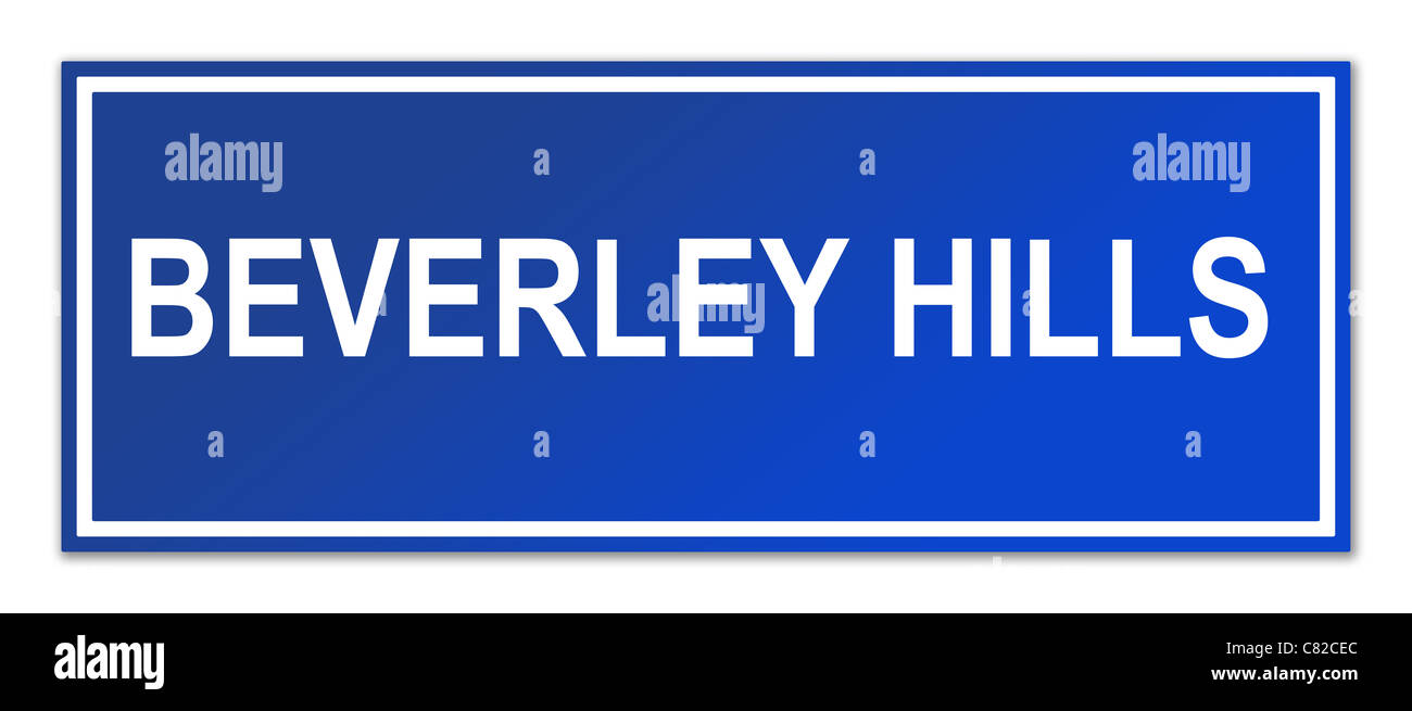 Beverley Hills street sign isolé sur fond blanc avec l'exemplaire de l'espace. Banque D'Images