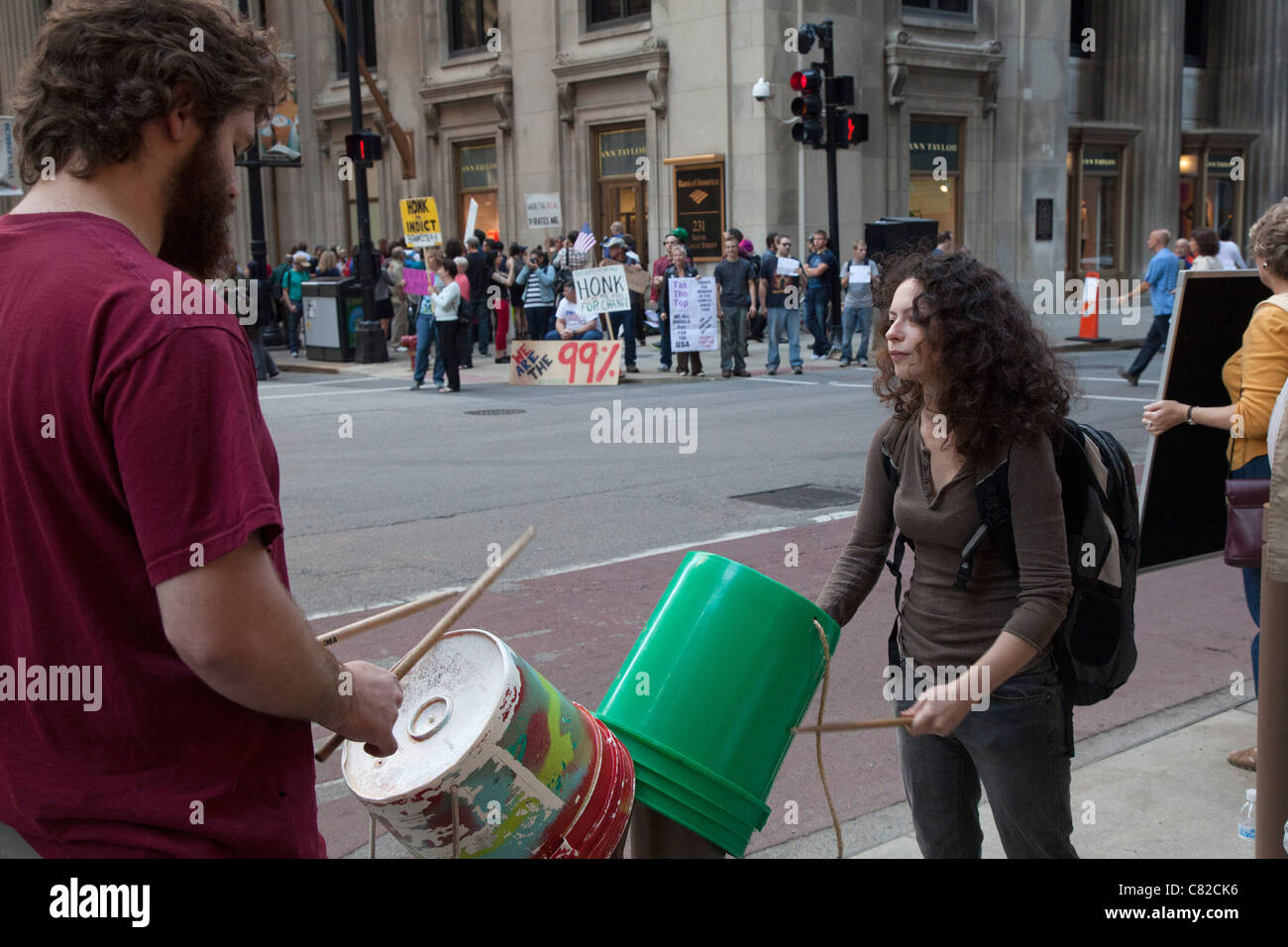 'Occuper Chicago' protester contre l'inégalité économique Banque D'Images