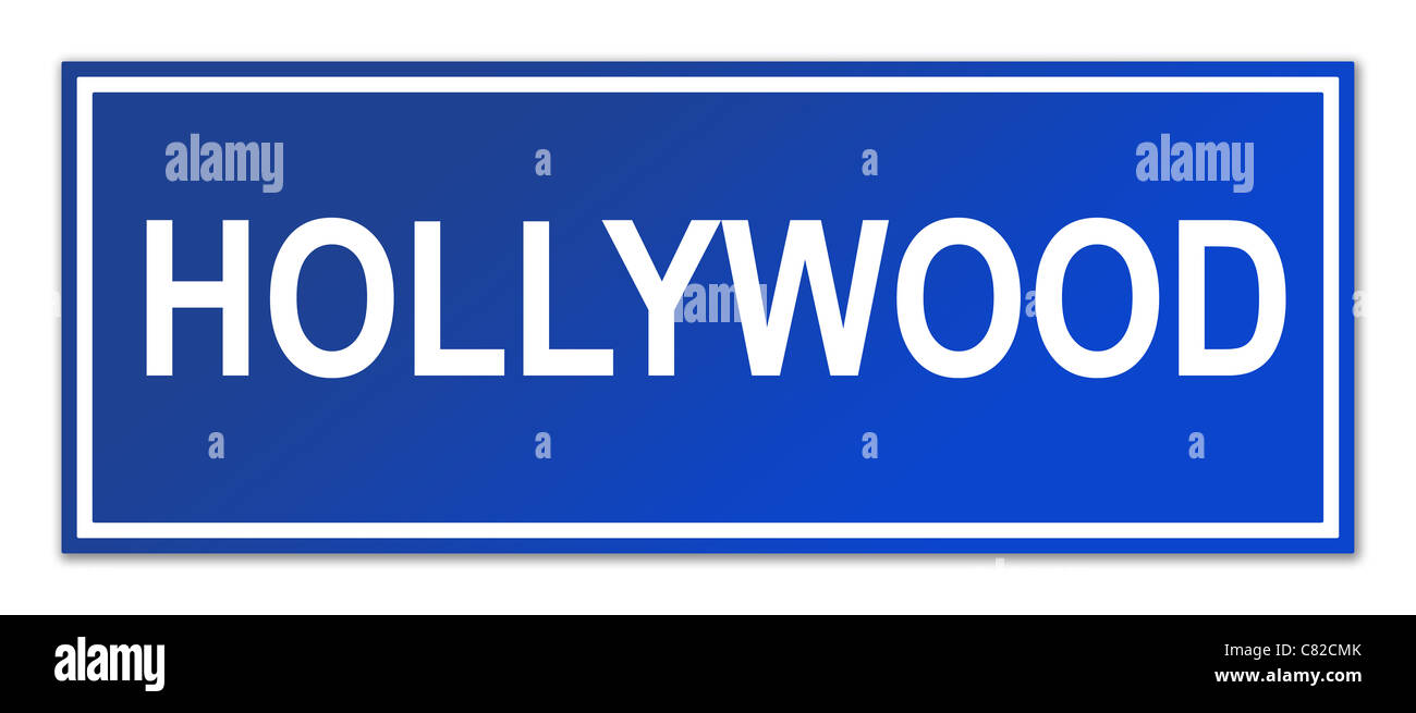 Hollywood street sign isolé sur fond blanc avec l'exemplaire de l'espace. Banque D'Images
