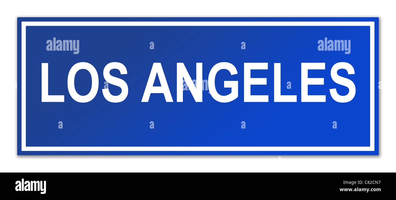 Los Angeles City street sign isolé sur fond blanc avec l'exemplaire de l'espace. Banque D'Images