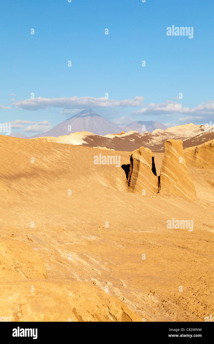 Piliers de grès dans la vallée de la Lune, Désert d'Atacama, Chili Banque D'Images