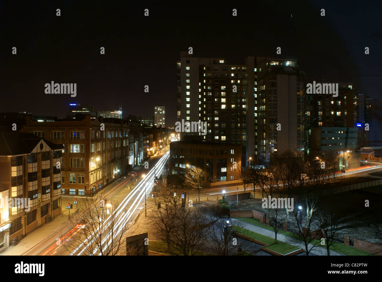 Leeds Cityscape at night Banque D'Images