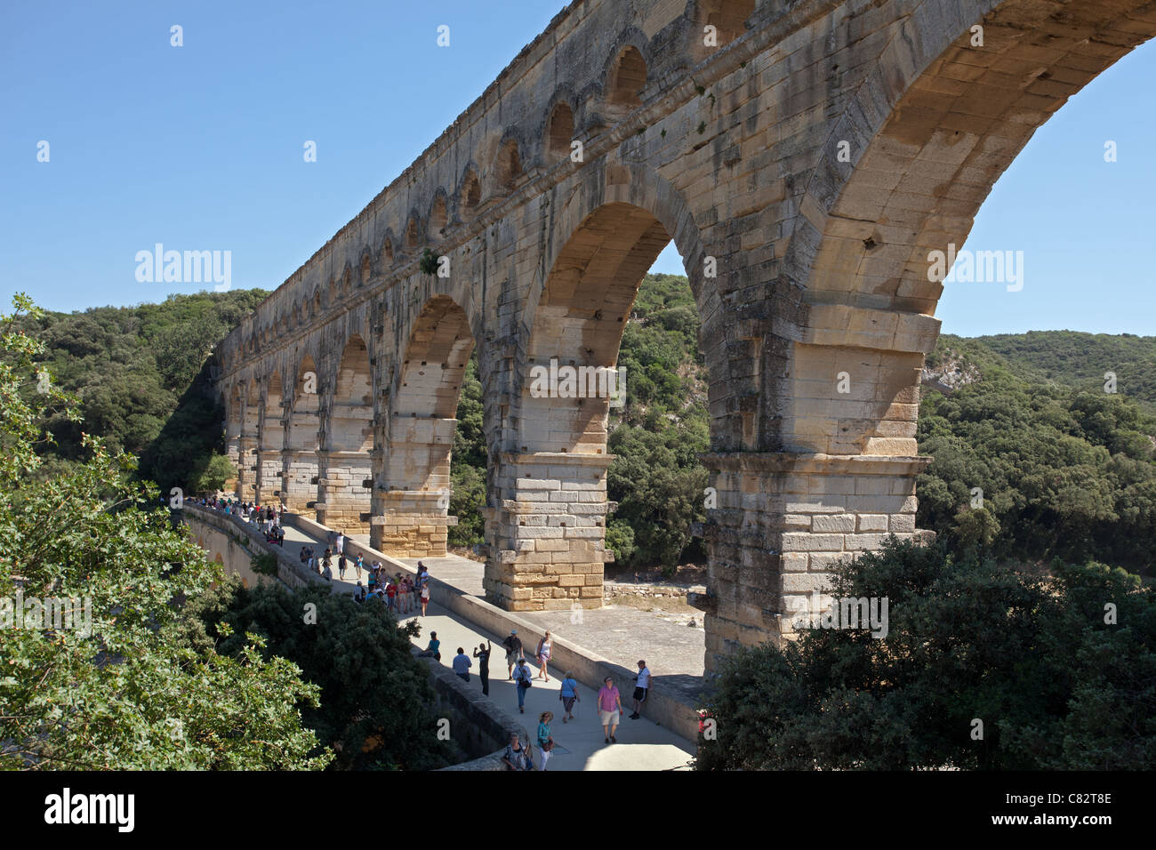 Pont du Gard : pont-aqueduc romain Banque D'Images