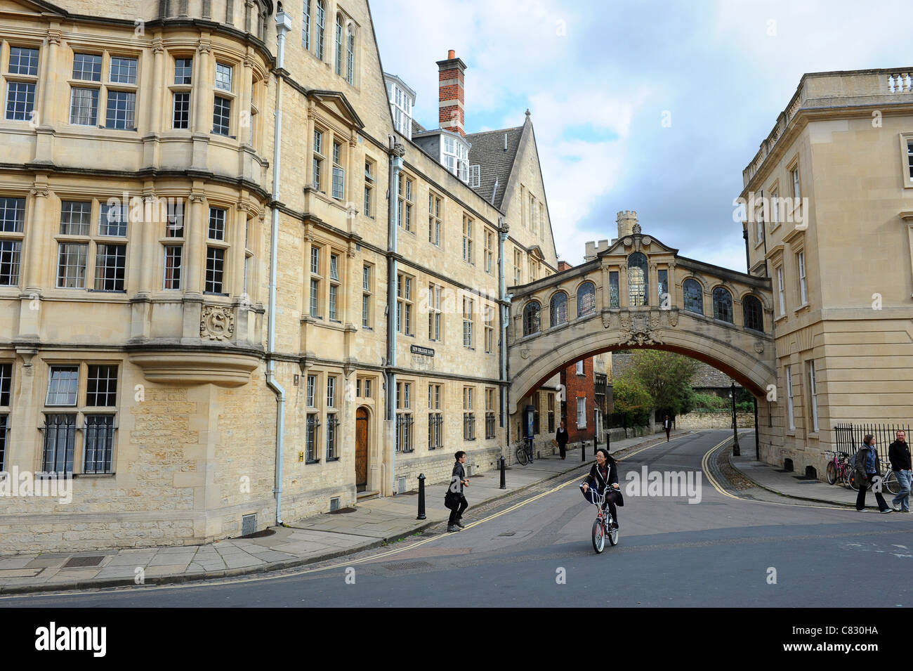 Pont des Soupirs et New College Oxford Lane England, UK Banque D'Images