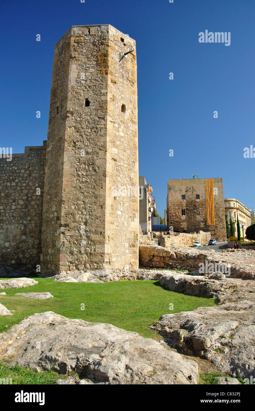 Roms et Circ Tower, Vieille Ville, Tarragona, Costa Dorada, province de Tarragone, Catalogne, Espagne Banque D'Images