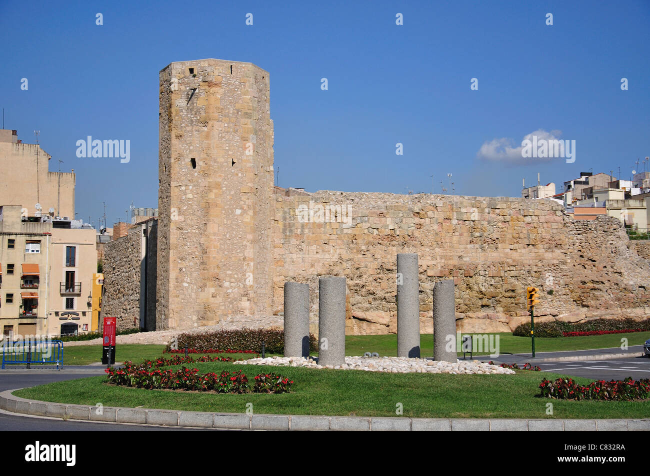 Roms et Circ Tower, Vieille Ville, Tarragona, Costa Dorada, province de Tarragone, Catalogne, Espagne Banque D'Images
