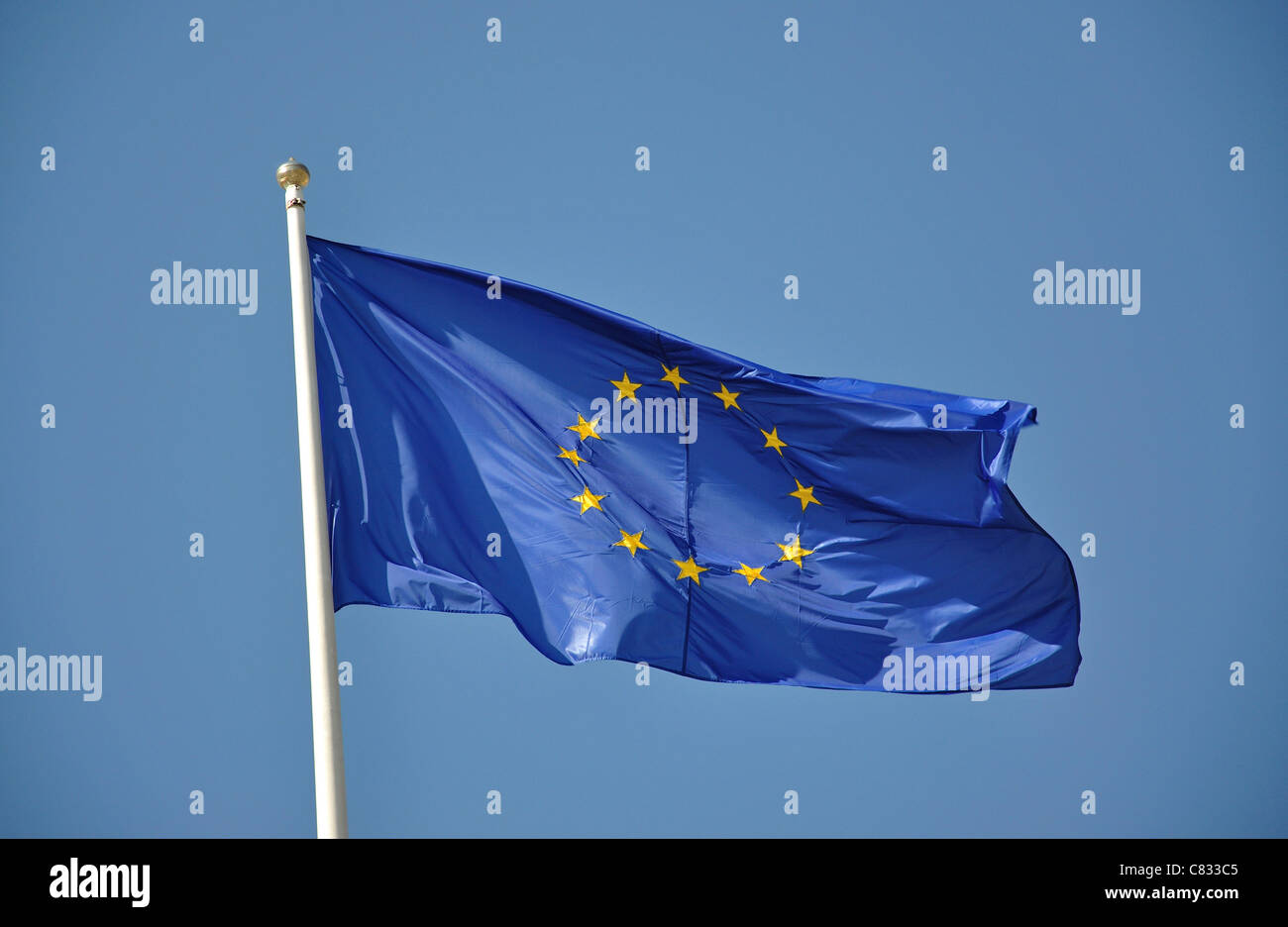 Drapeau de l'Union européenne, Tarragona, Costa Dorada, province de Tarragone, Catalogne, Espagne Banque D'Images