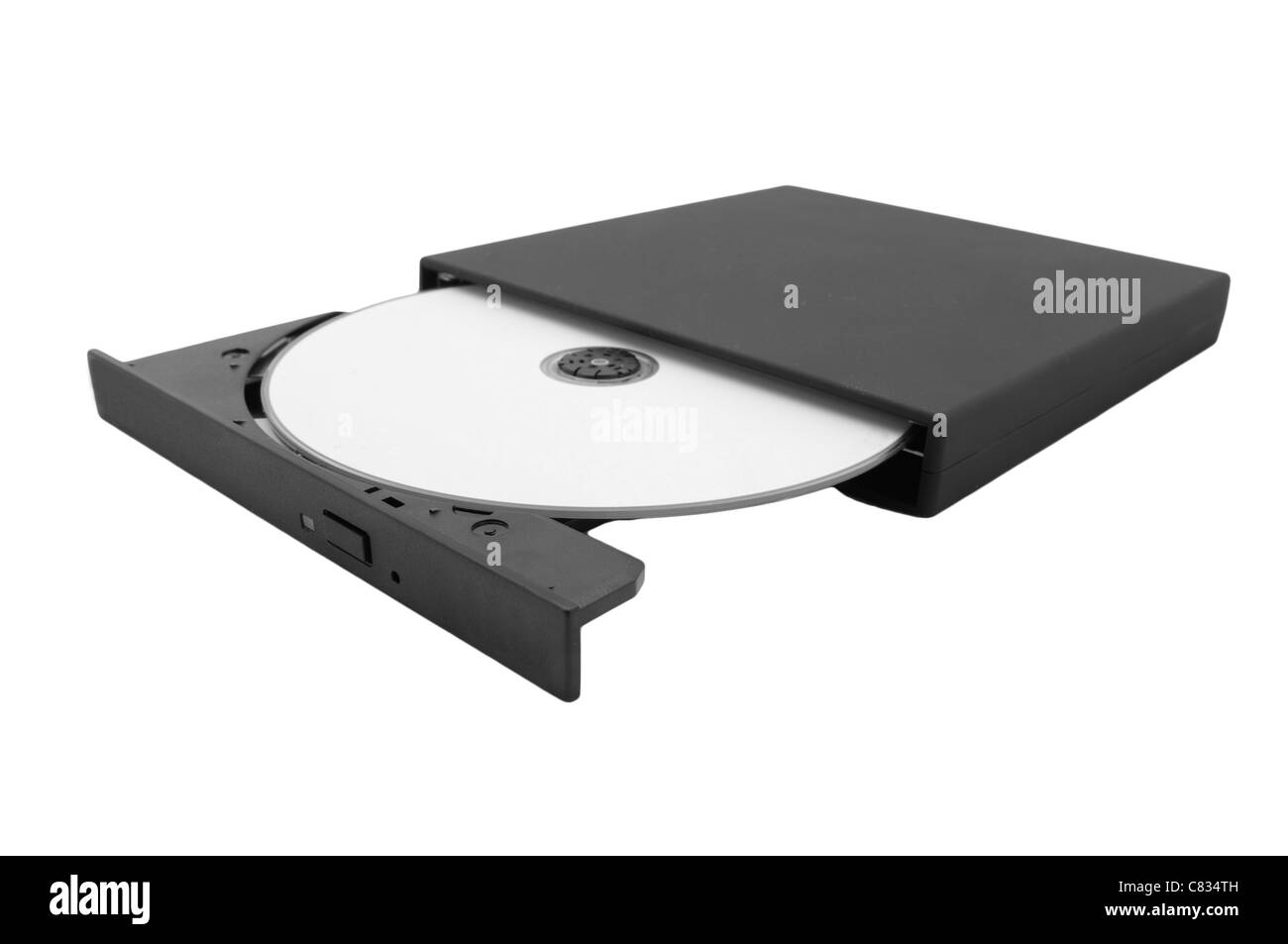 Slim portable graveur externe CD DVD Burner isolated on white Banque D'Images