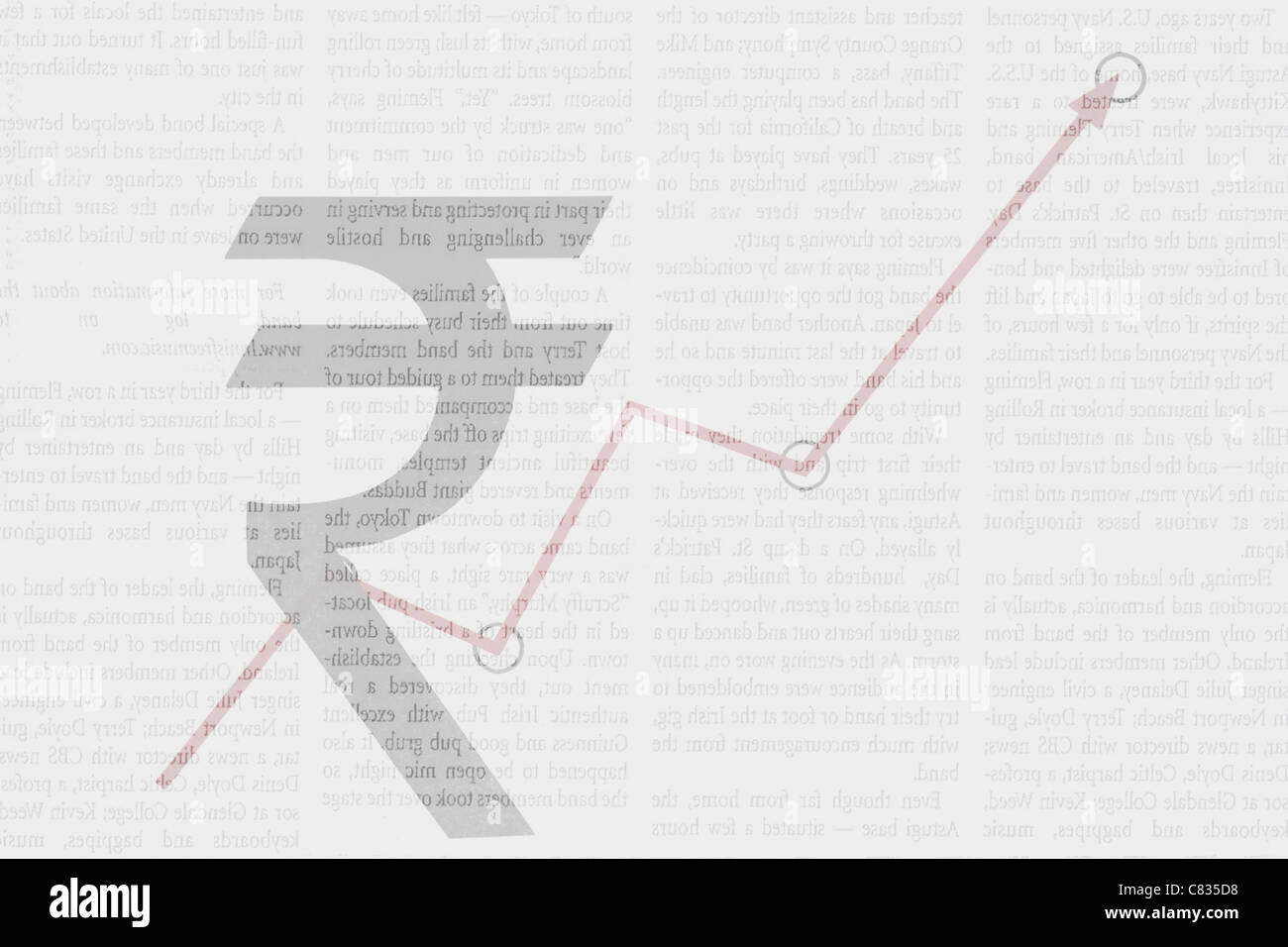 Rupee symbole avec la flèche graphique Banque D'Images