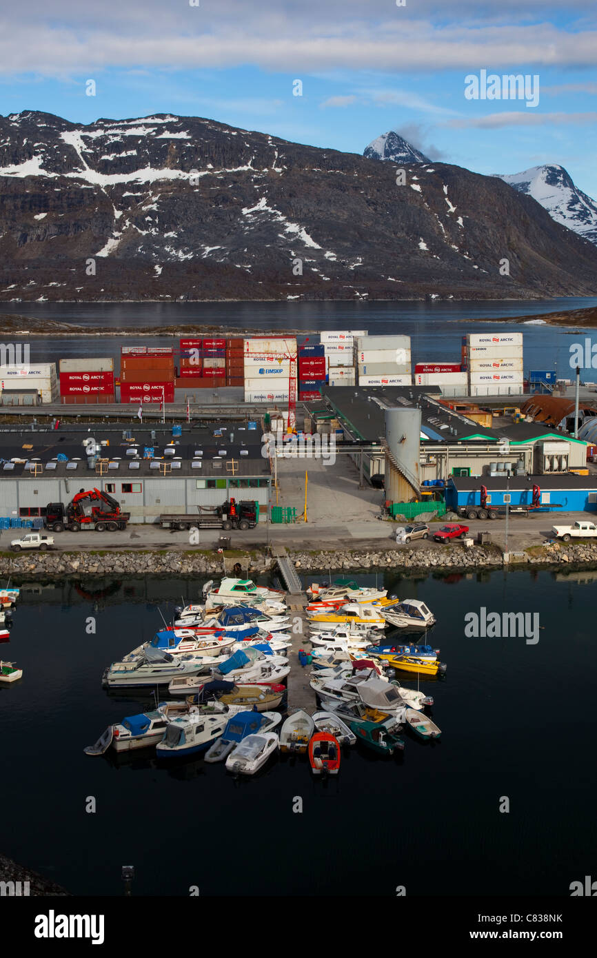 Le port, le plus grand port de Nuuk, au Groenland, propriété de l'Arctique Royale. Havneservice Banque D'Images