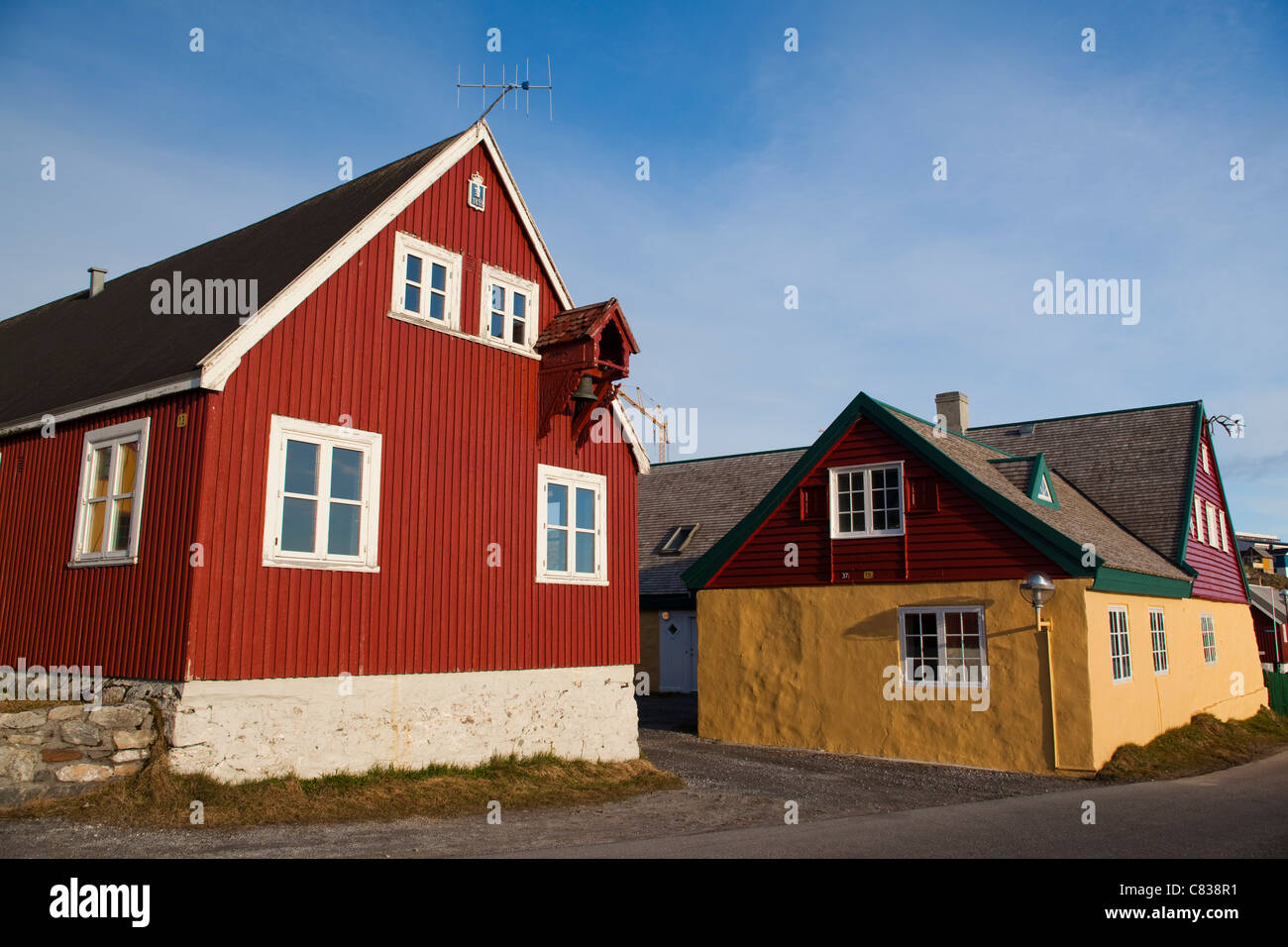 Vieilles maisons sur le vieux port, Nuuk, Groenland. Photo Copyright 2009 Dave Walsh Banque D'Images