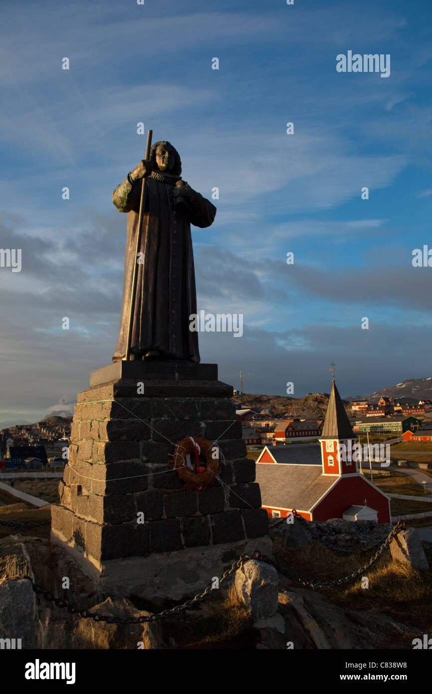 Statue de Hans Egede Nuuk, Groenland. Banque D'Images