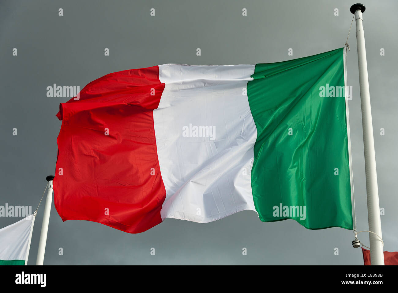 Italie drapeau dans le vent. Banque D'Images