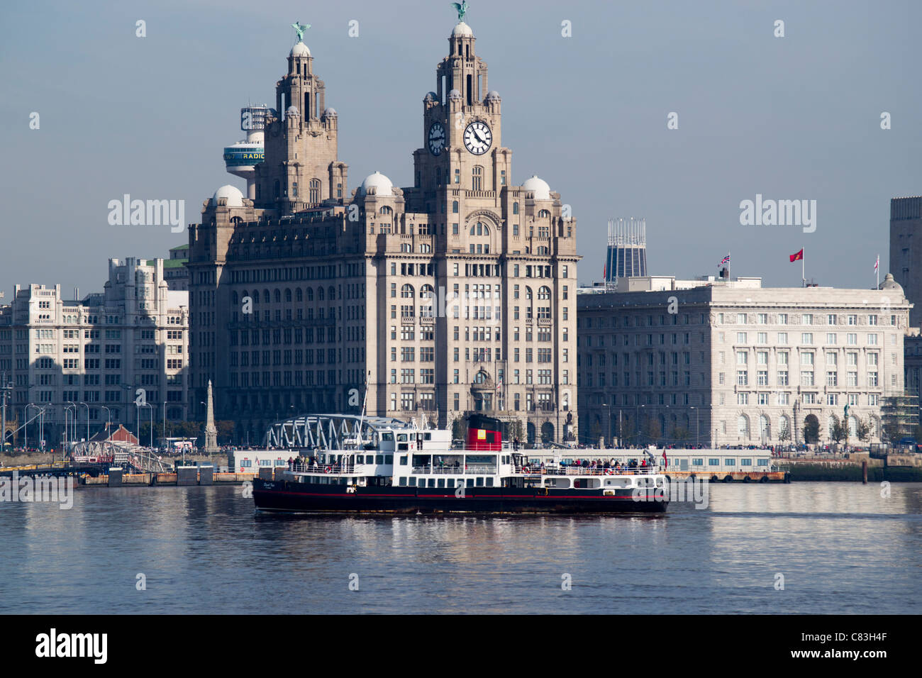 Le Queen Mary 2 visites Liverpool. Banque D'Images