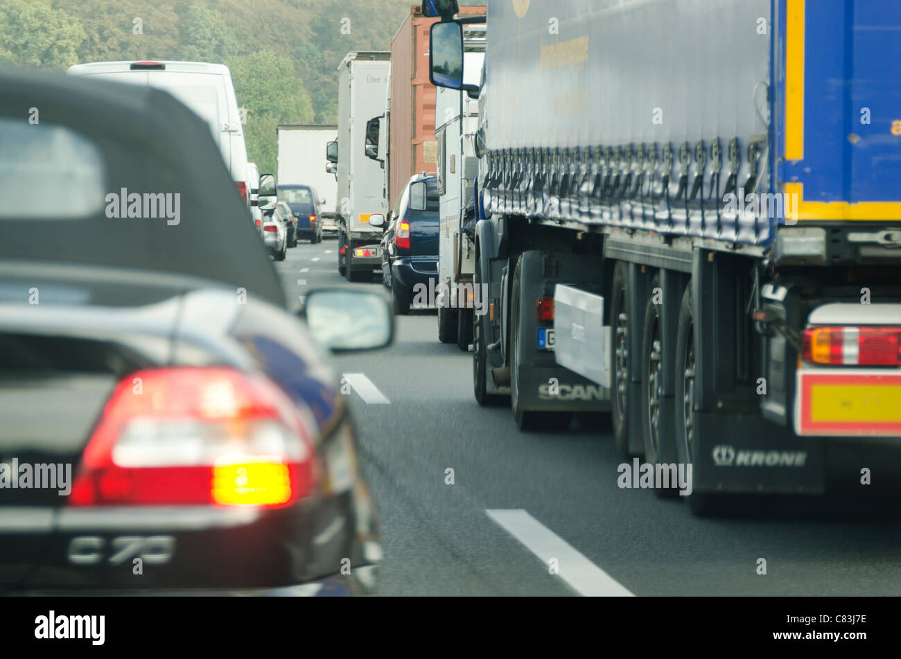 La circulation sur l'autoroute, embouteillage, Allemagne Banque D'Images