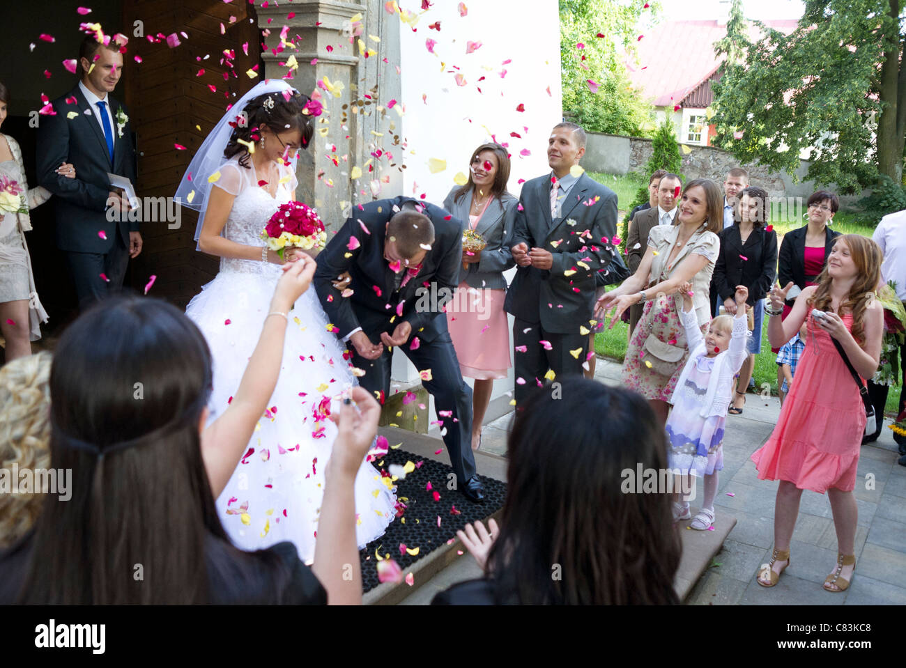 Cérémonie de mariage traditionnel et parti en Pologne Banque D'Images