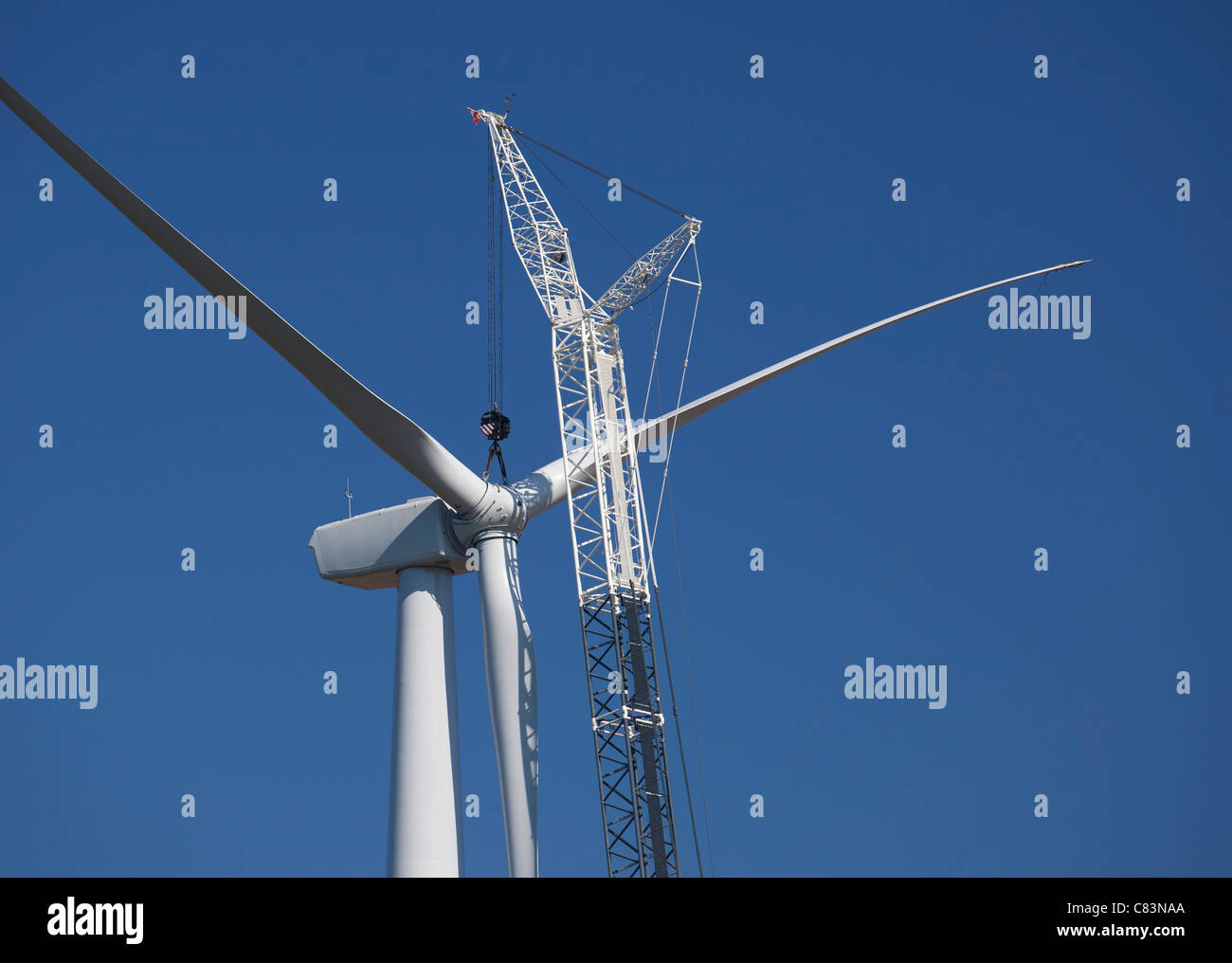 La construction d'éoliennes Banque D'Images