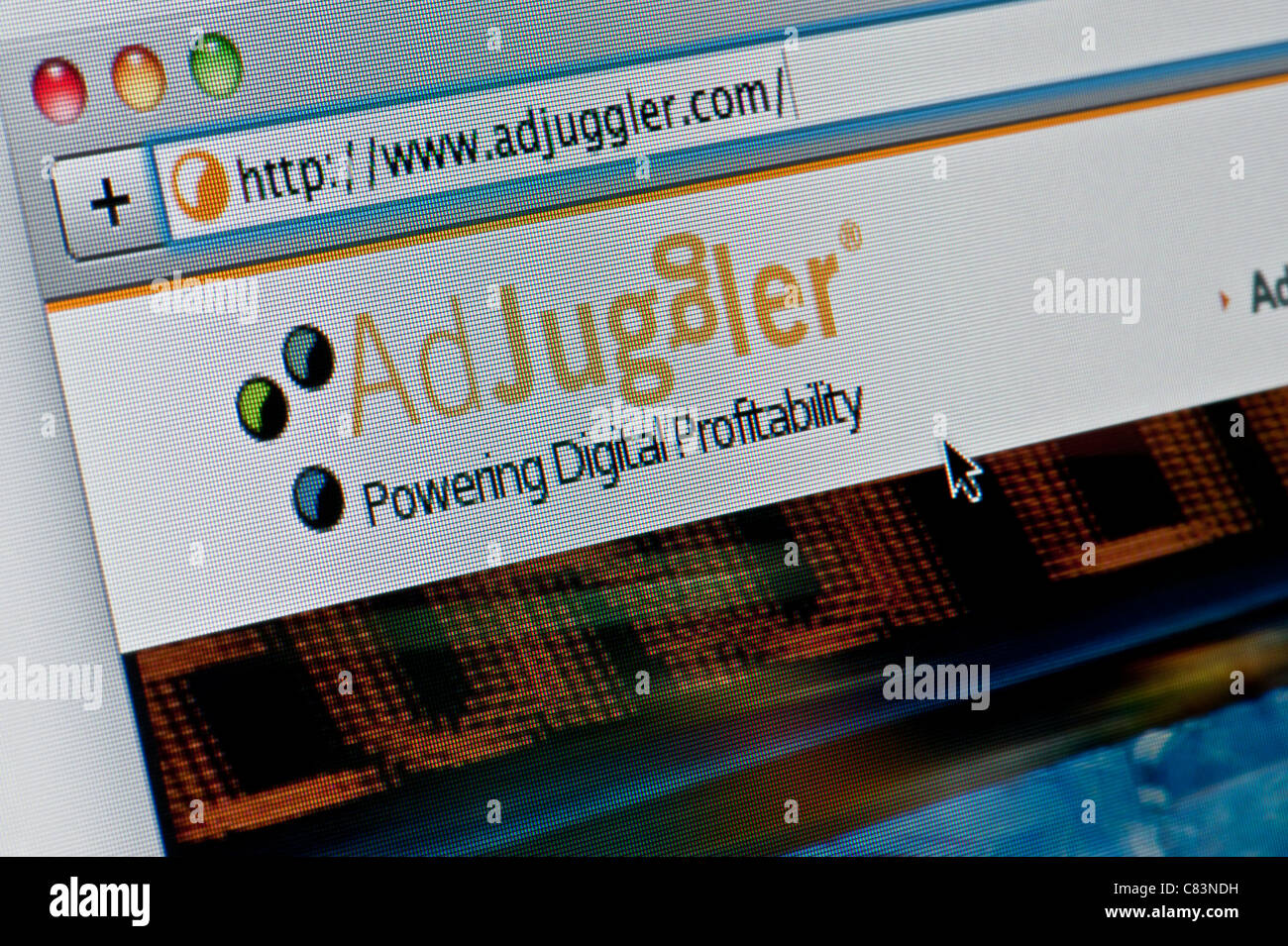 De près de l'logo Adjuggler comme vu sur son site web. (Usage éditorial uniquement : -Print, télévision, e-book et le comité éditorial du site). Banque D'Images