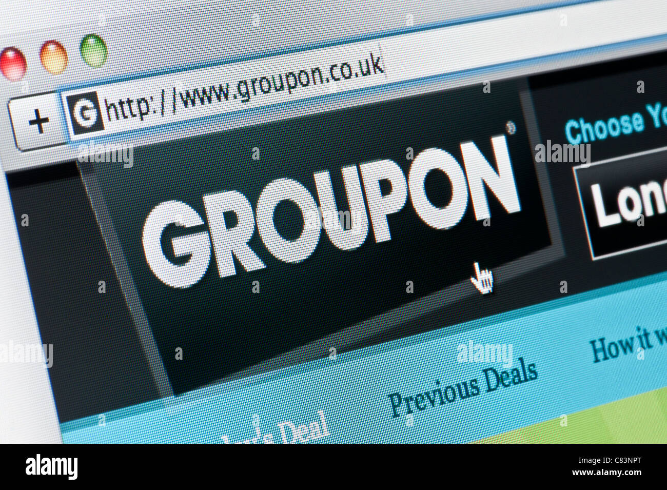 De près de l'logo Groupon comme vu sur son site web. (Usage éditorial uniquement : -Print, télévision, e-book et le comité éditorial du site). Banque D'Images