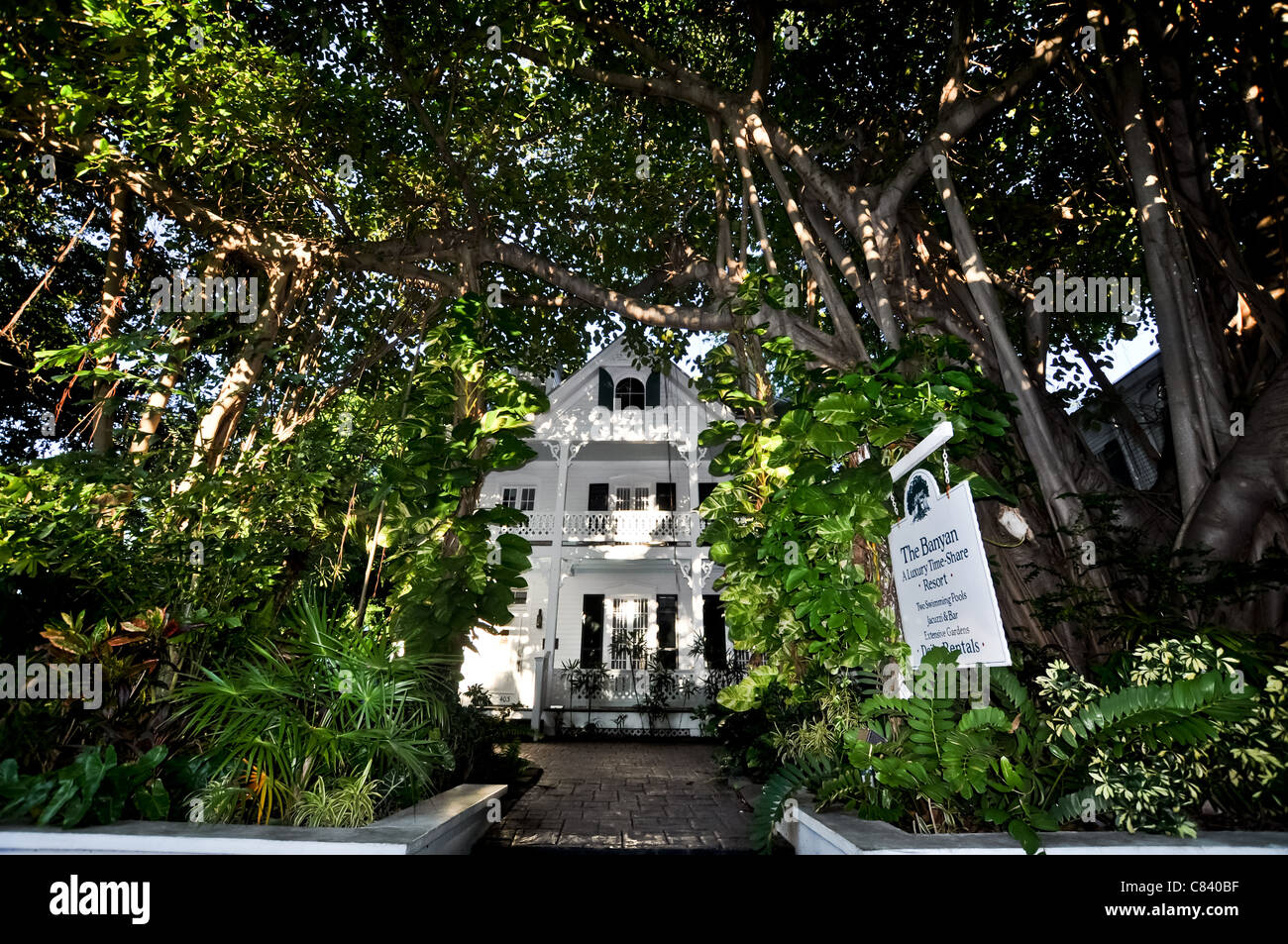 Le Banyan Resort - Key West, Floride Chambres d'hôtes entrée Banque D'Images