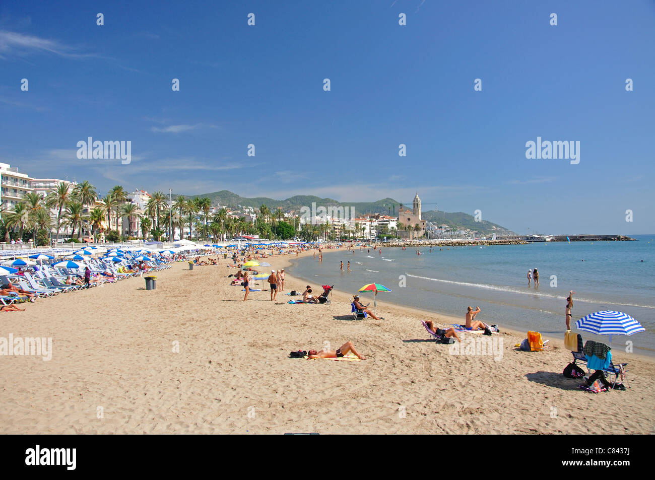 Platja de la Ribera, Sitges, Province de Barcelone, Catalogne, Espagne Banque D'Images