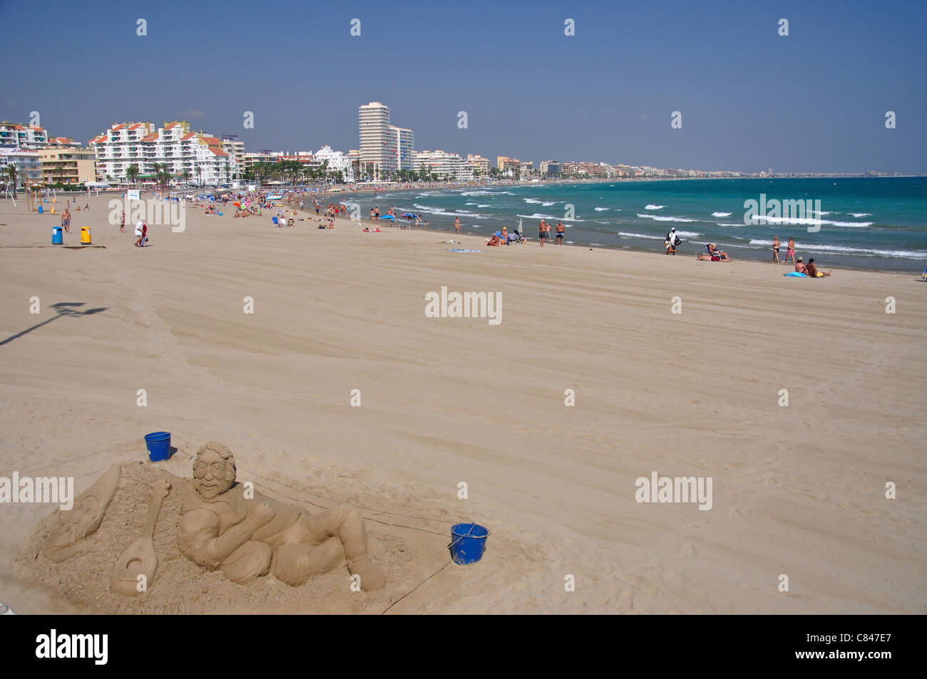 Playa Norte de Peñíscola, Peníscola, Costa del Azahar, Province de Castellón, Communauté Valencienne, Espagne Banque D'Images