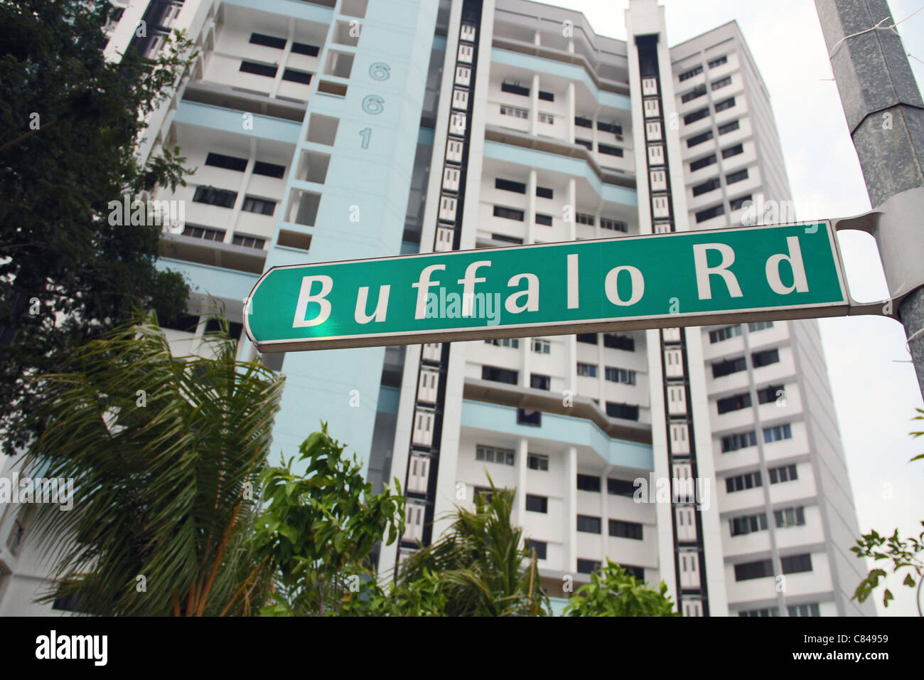 Haut, prends, appartements, sur, Buffalo, Road, Little India, Singapour Banque D'Images