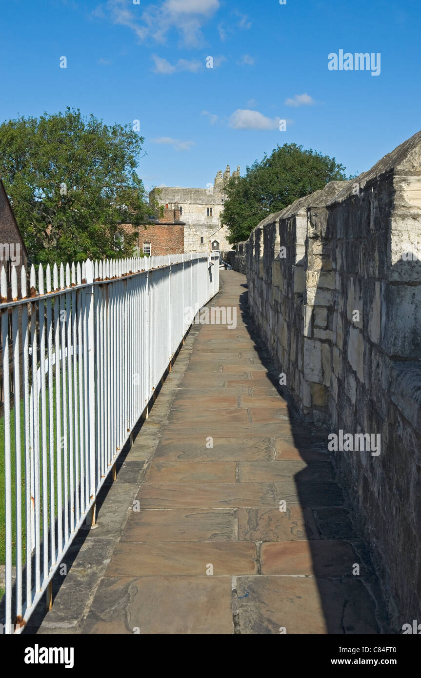 Sentier de marche sentier de marche le long des remparts de la ville en été Direction Monk Bar York North Yorkshire Angleterre Royaume-Uni GB Grande-Bretagne Banque D'Images