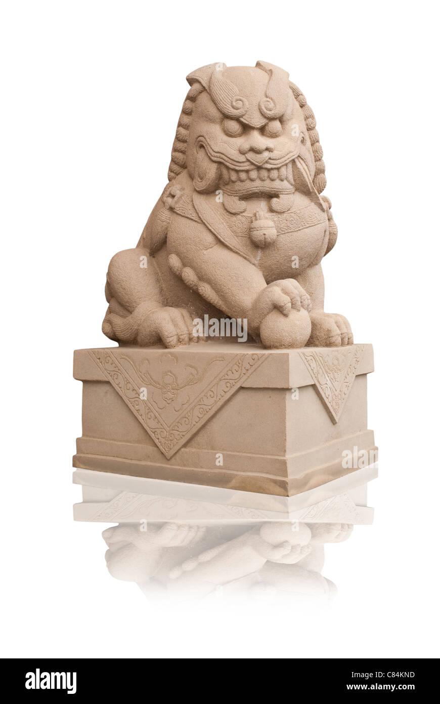 Lion gardien chinois isolés. Banque D'Images