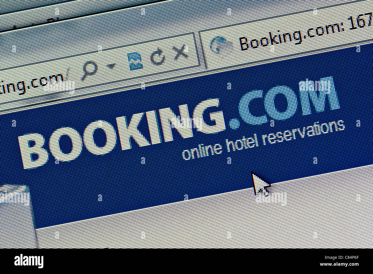 Booking.com logo et un nouveau site web close up Banque D'Images