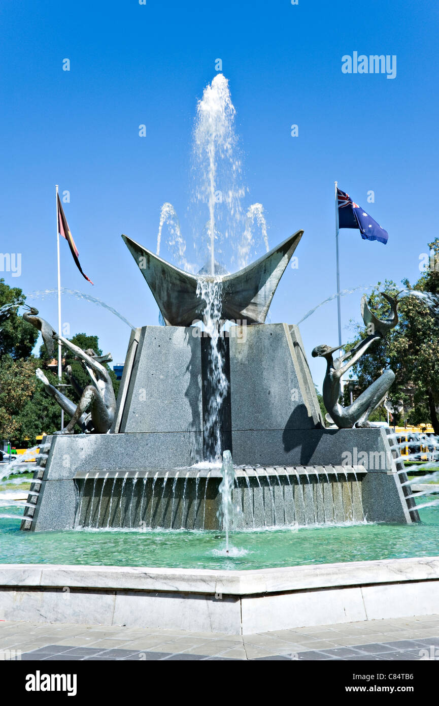 Fontaine de commémoration pour la reine Elizabeth II visite à Adelaide (Australie) en 1963 Banque D'Images