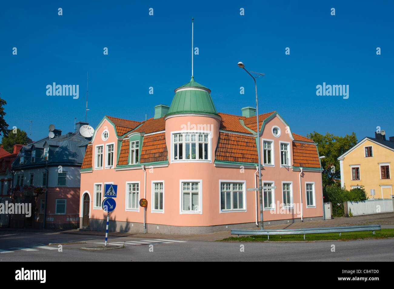 La classe supérieure typique maison de maître en pierre du 20ème siècle la ville de Västervik province Småland Suède Europe Banque D'Images