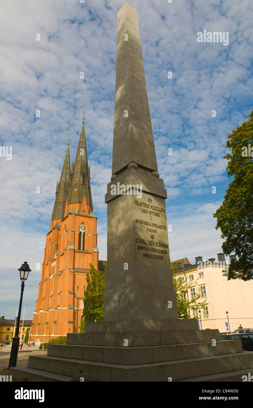 La chronique de Gustaf Adolf et cathédrale Uppsala Domkyrka Svealand ville province Suède Europe Banque D'Images