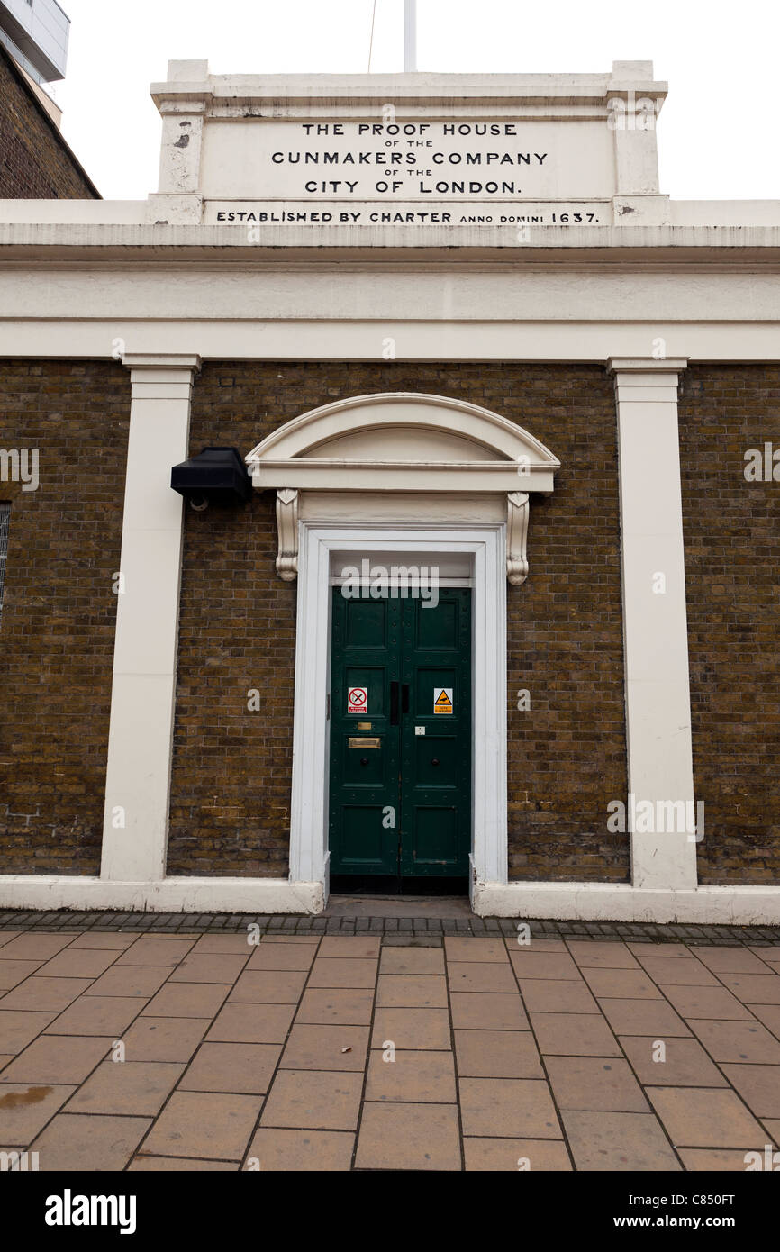 Worshipful Company of proof, armuriers Commercial Road, Londres, Royaume-Uni. Banque D'Images