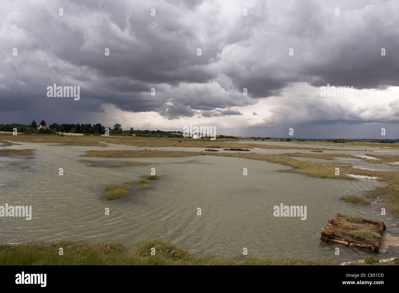 Vue panoramique de l'Île Wallasea Wallasea Island est situé dans .l'Essex, en Angleterre. Il est bordé au nord par la rivière Crouch. Banque D'Images