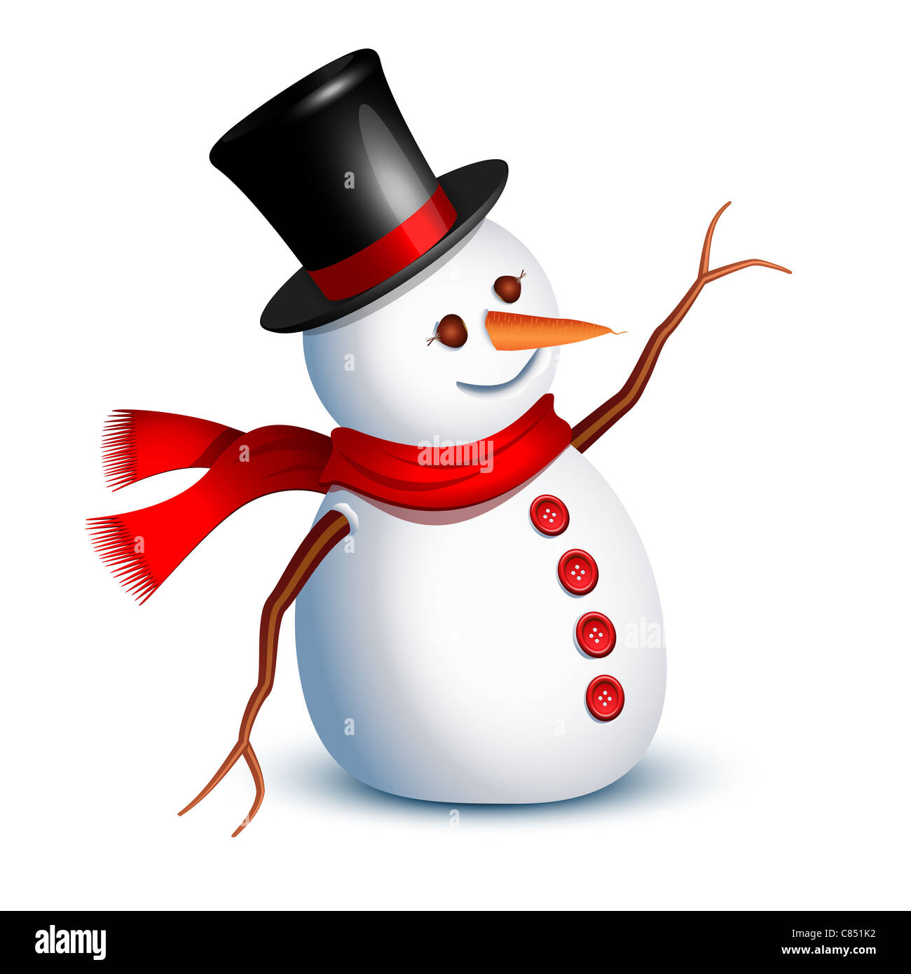 Happy snowman message d'accueil avec un bras Banque D'Images Happy snowman message d'accueil avec un bras Banque D'Images