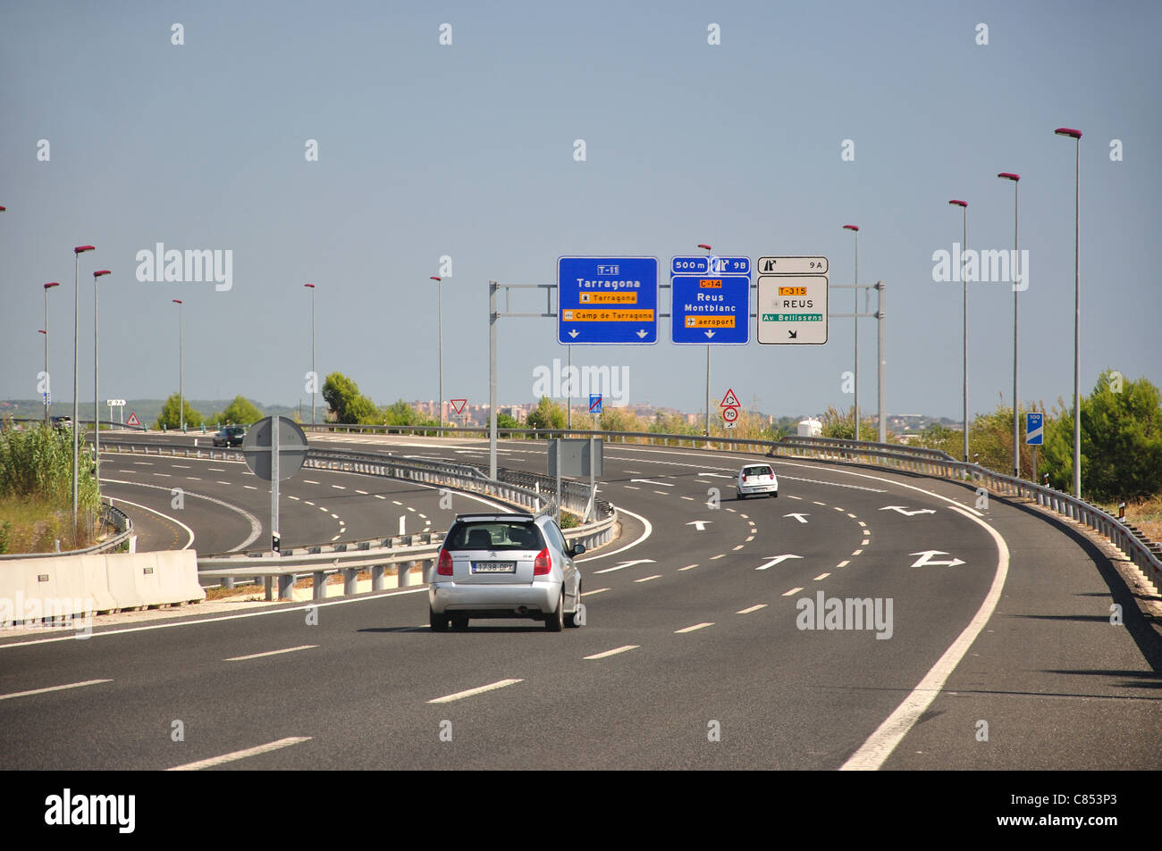 Reus sortie sur l'autoroute A7, Reus, Costa Daurada, province de Tarragone, Catalogne, Espagne Banque D'Images