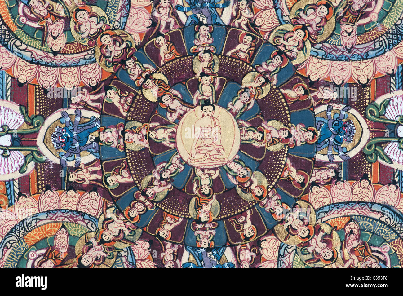 Thangka Tibétain Doré – Tara Verte Peinture Tantrique | Décoration Murale Zen Pour Méditation & Relaxation