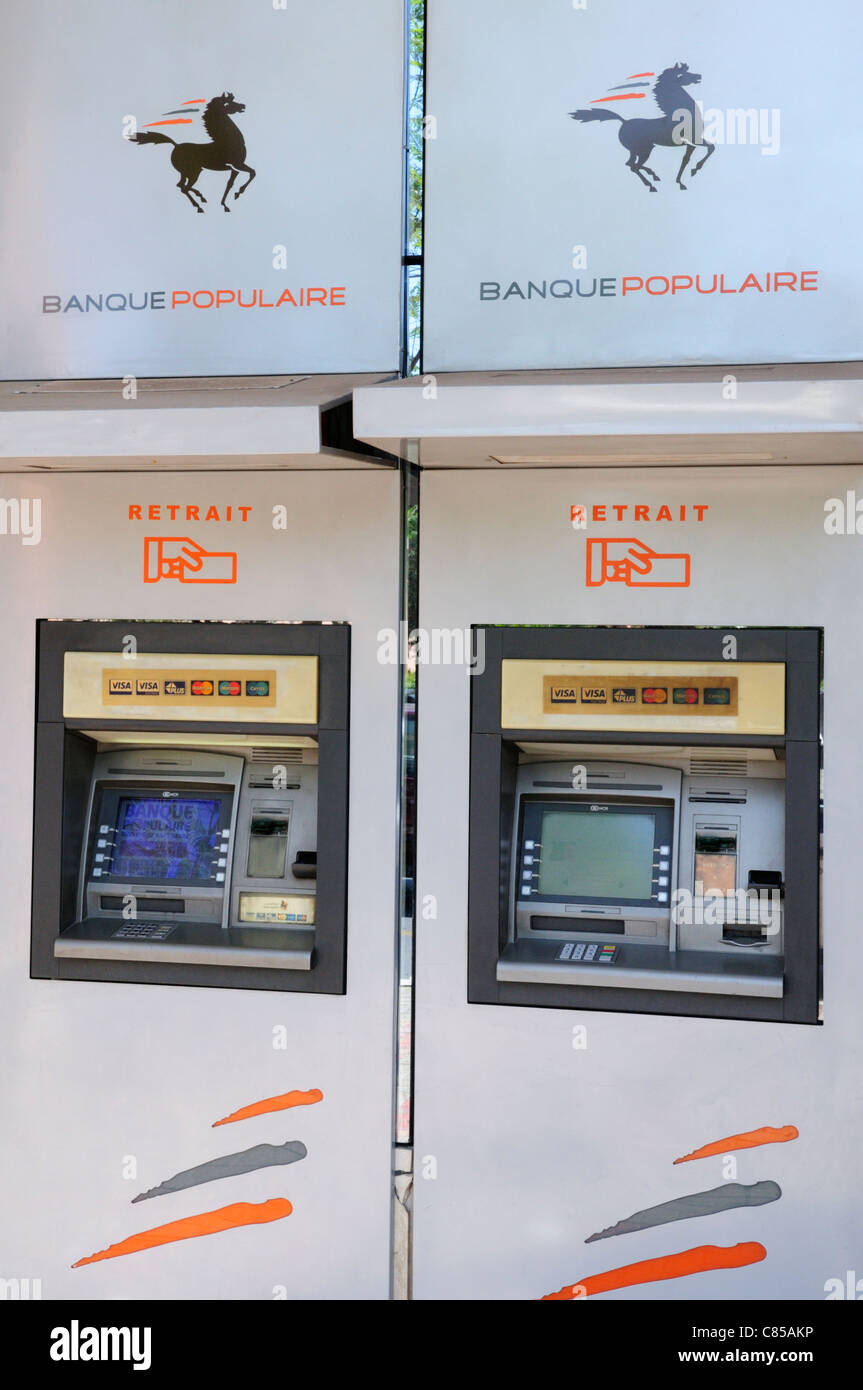 Banque Populaire Distributeur Automatique de Billets, Marrakech, Maroc Banque D'Images