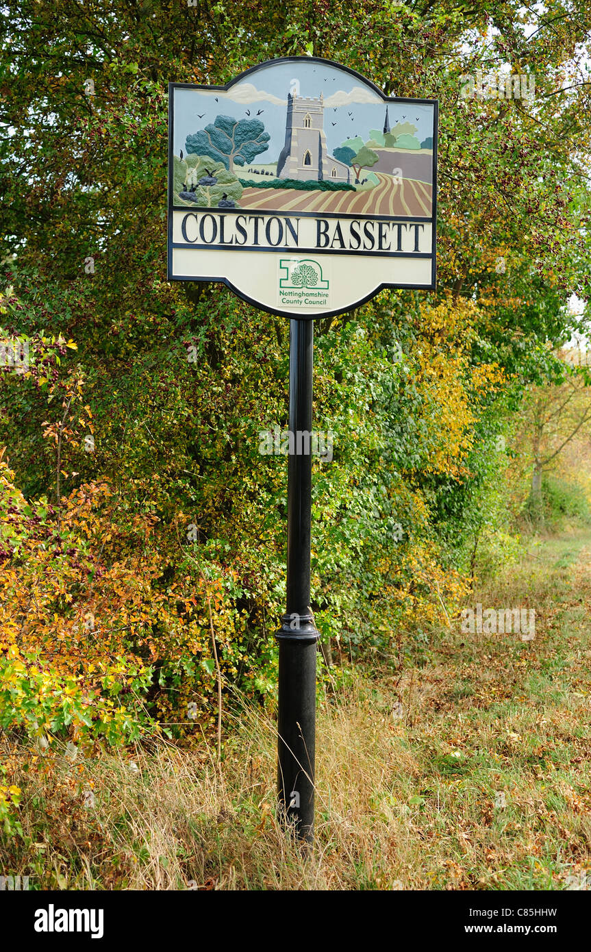Bourgogne Village Sign.Colston Bassett. Banque D'Images