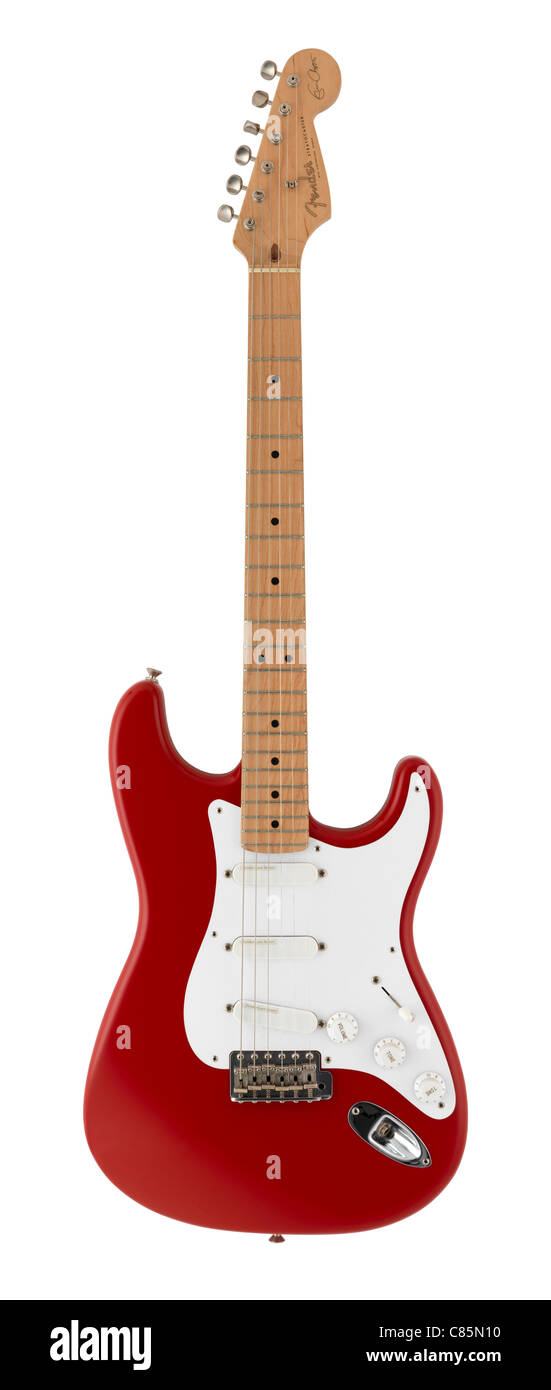 Guitare Fender Stratocaster avec un corps rouge Photo Stock - Alamy