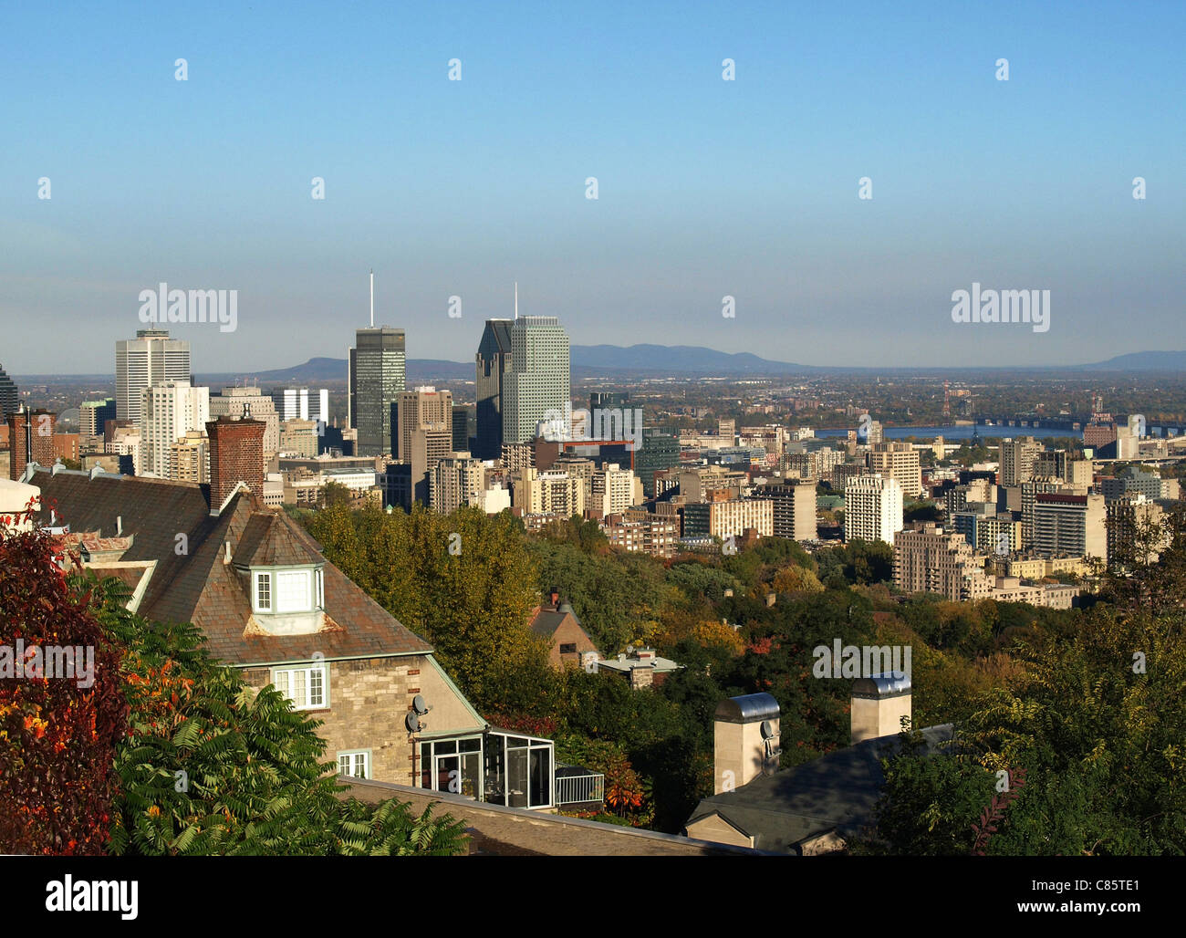 Paysage de la ville de Montréal du Mont Royal Banque D'Images
